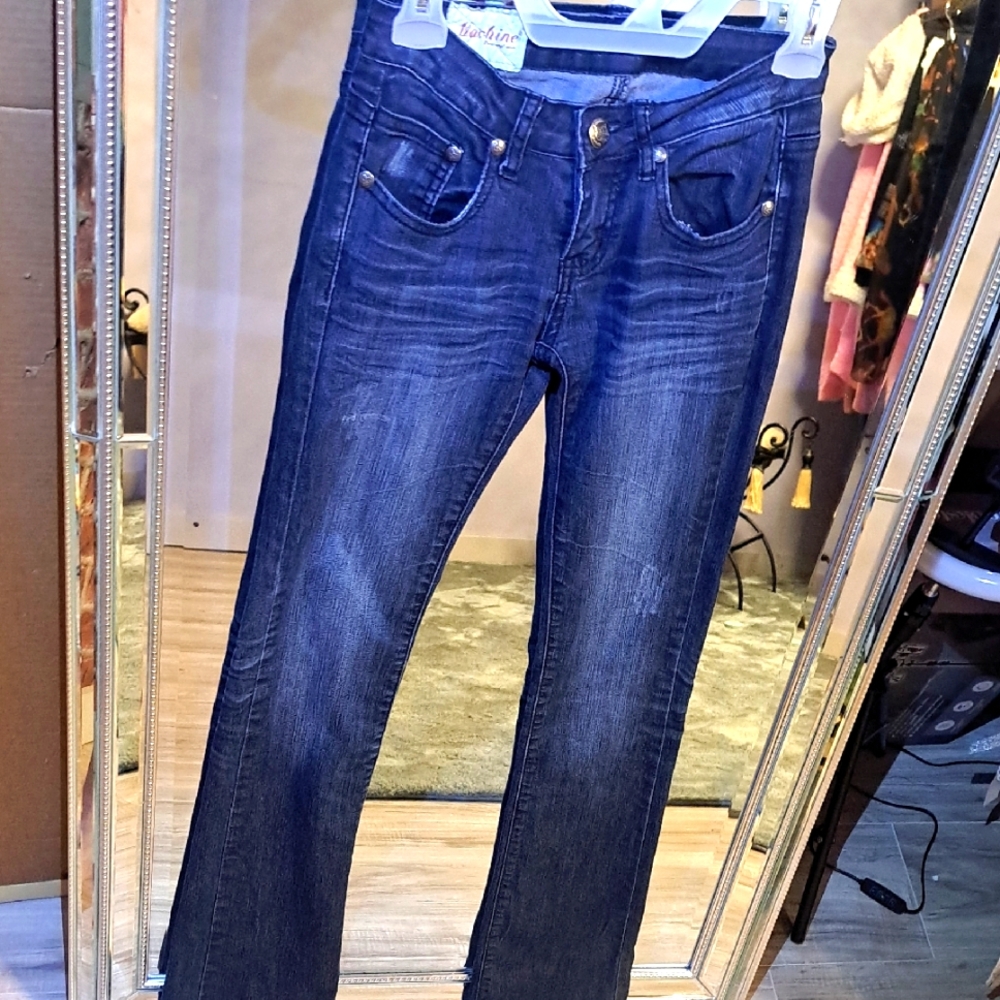 SEXY ITALIAN "Machine" BRAND Blue Boot Cut Jeans Classic Style